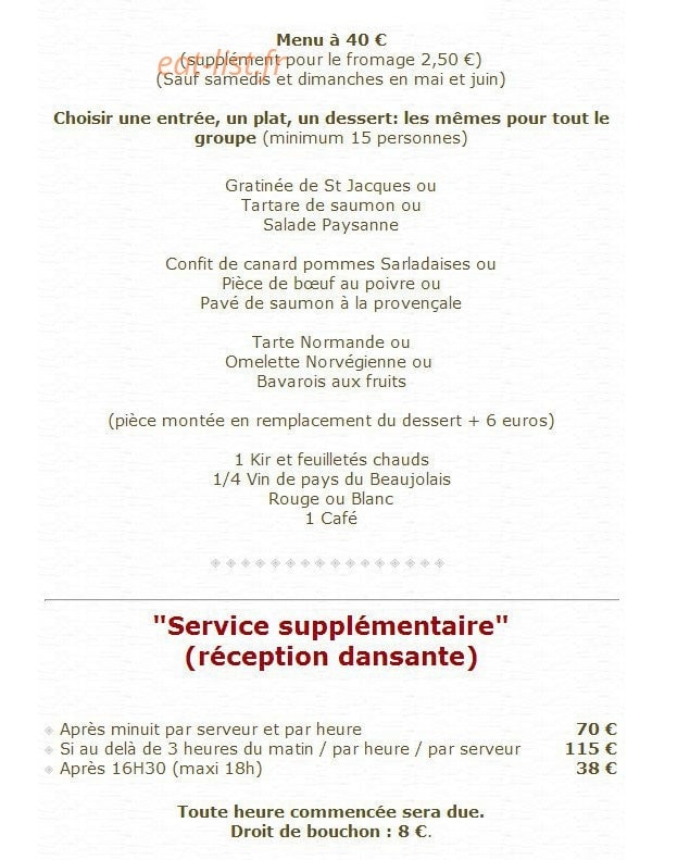 Auberge de l'Artoire — carte page 10