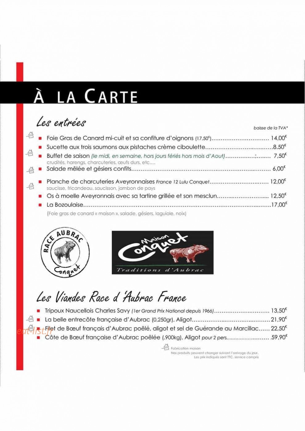 Le bistro aveyronnais — carte page 6