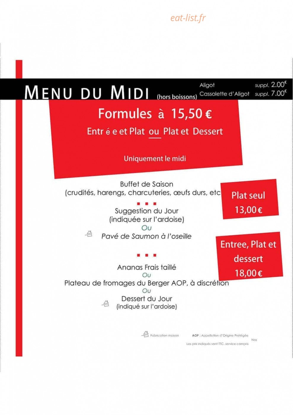 Le bistro aveyronnais — carte page 2