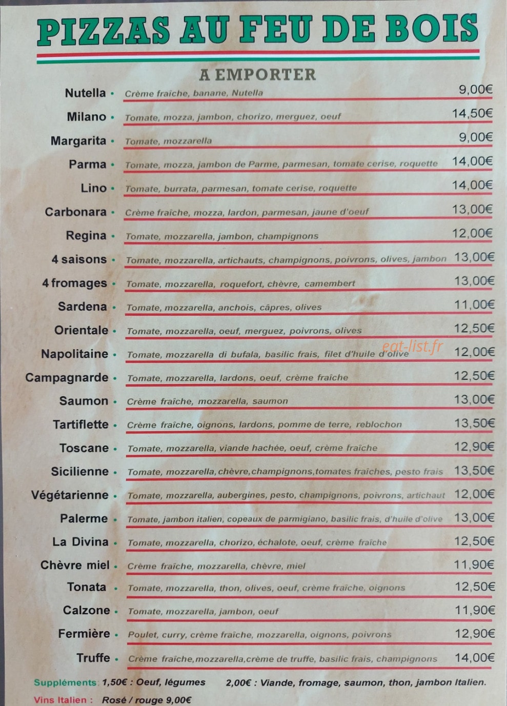 Milano pizza — carte page 1