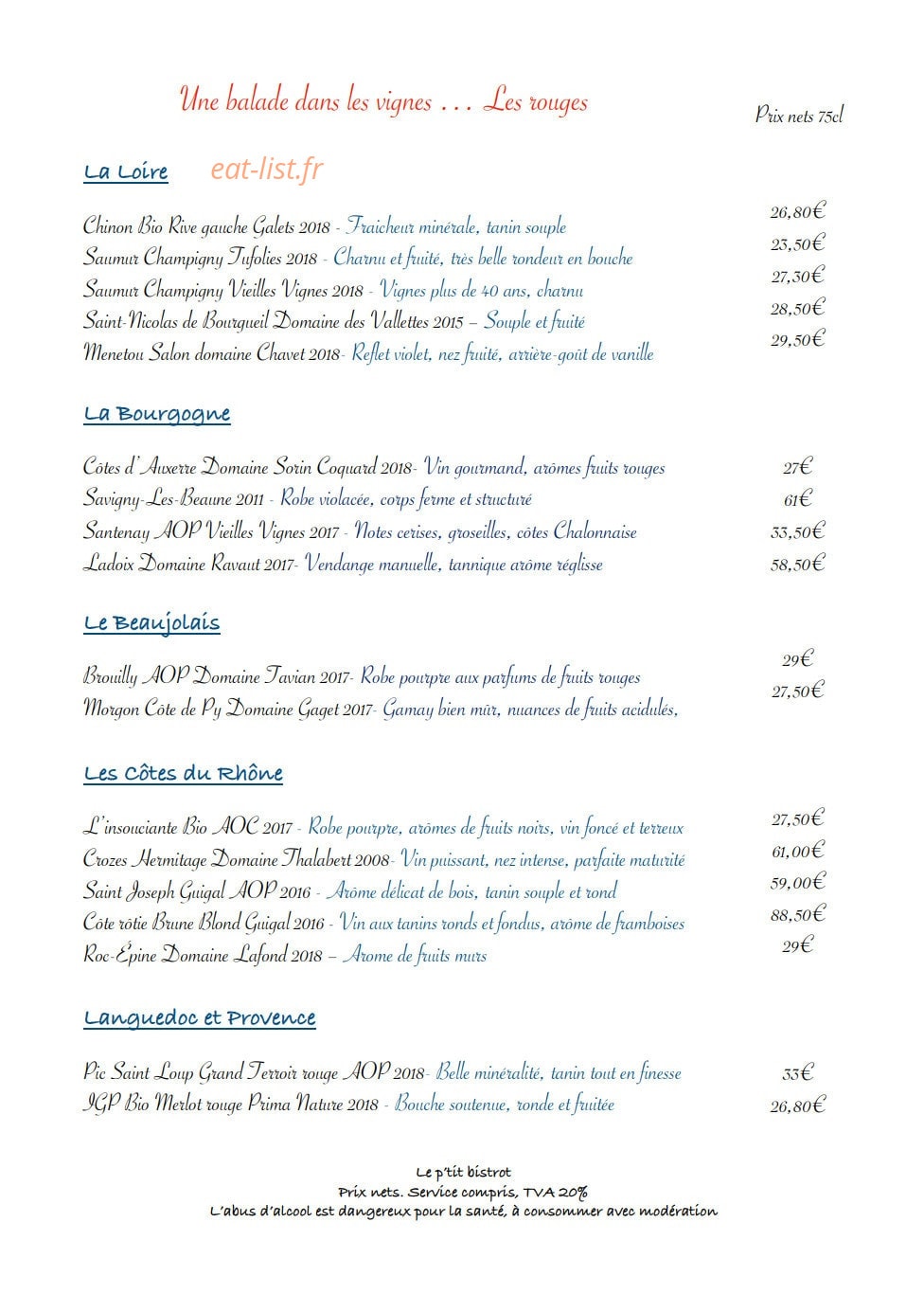 Le Petit Bistrot — carte page 3