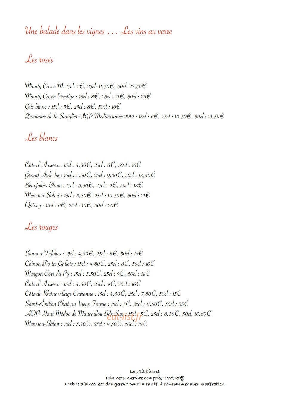 Le Petit Bistrot — carte page 5