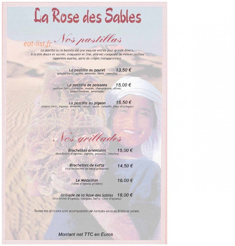 La Rose des Sables — carte page 2