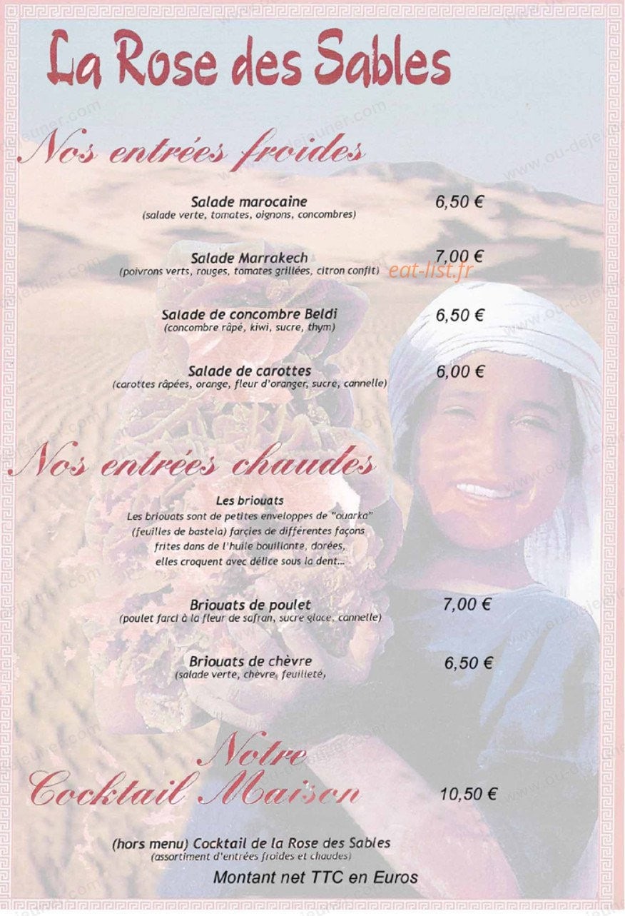 La Rose des Sables — carte page 1