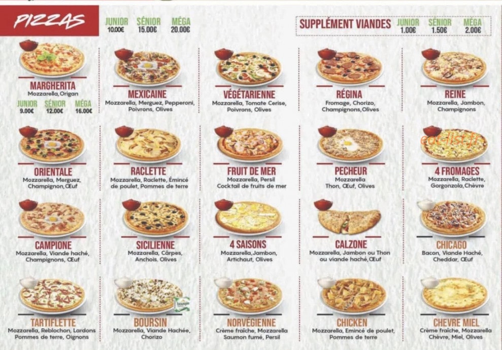 Instant Pizza — carte page 3
