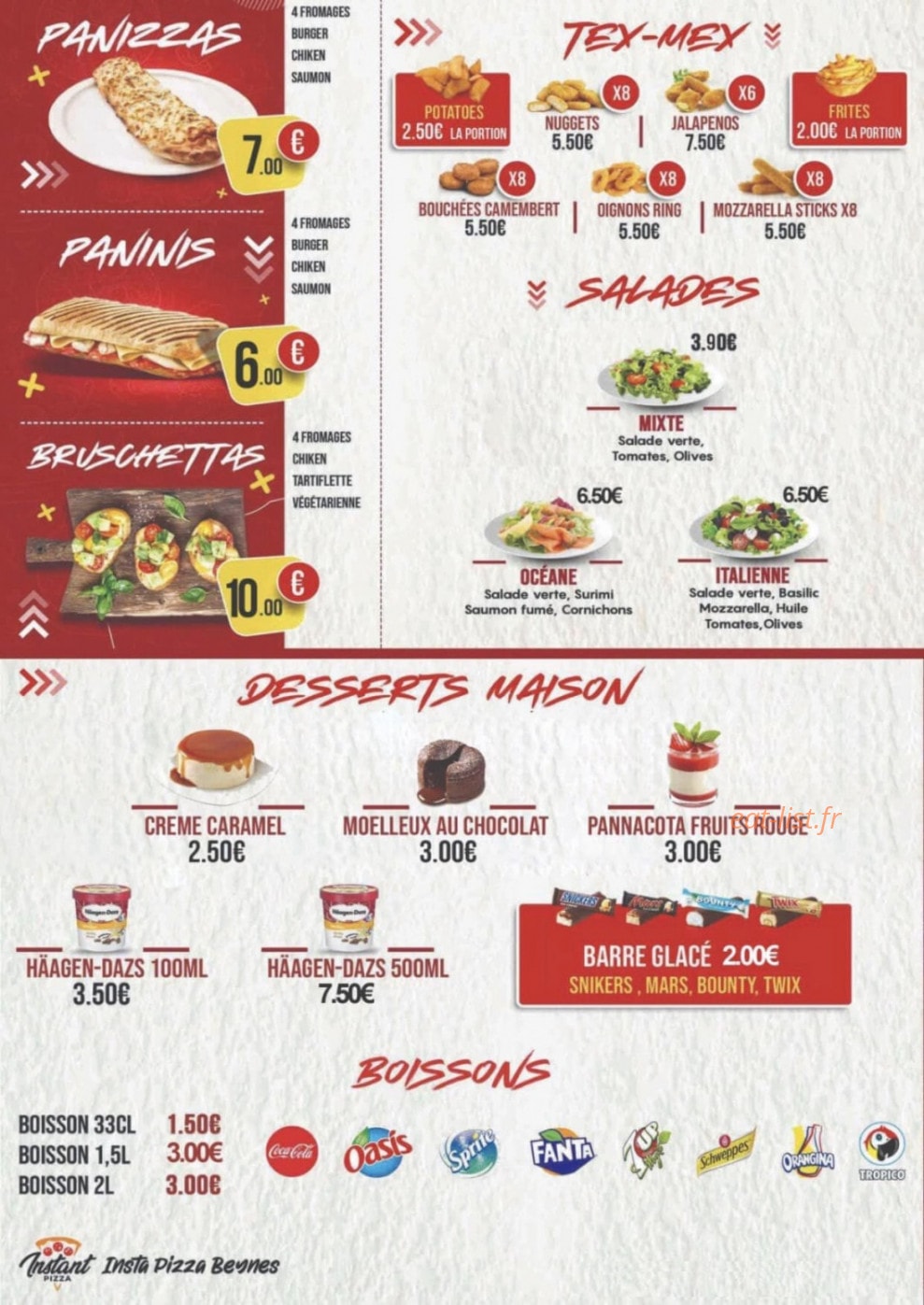 Instant Pizza — carte page 2