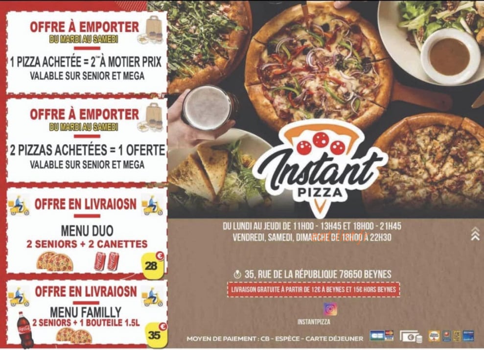 Instant Pizza — carte page 1