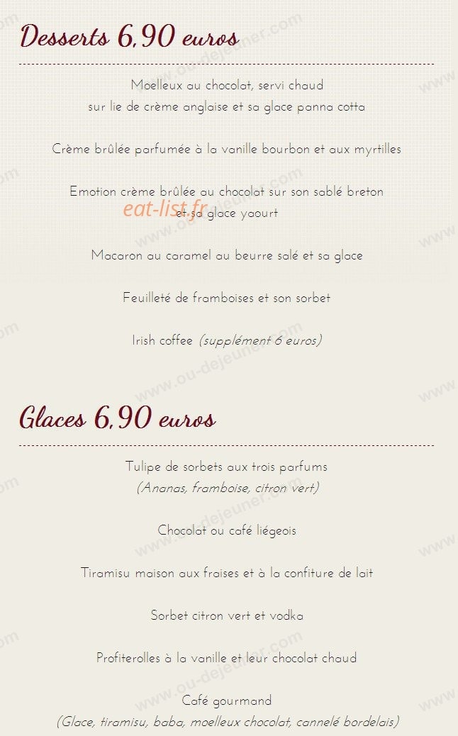 Restaurant La Licorne — carte page 4