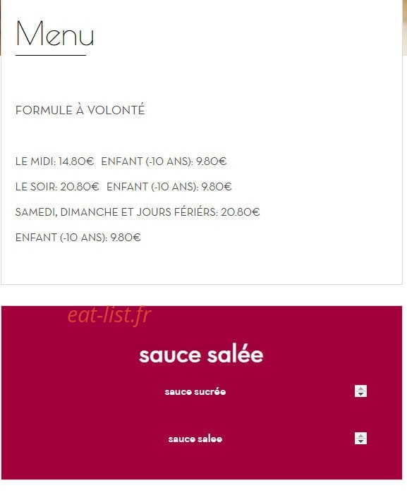 Sushi Show — carte page 1