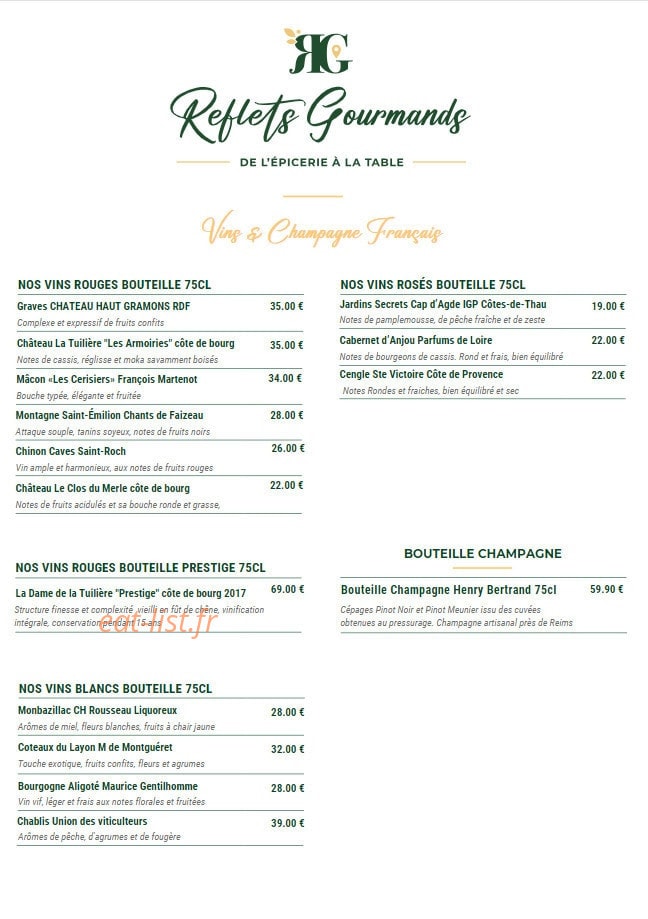 Reflets Gourmands — carte page 6