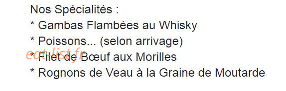 Carte et menu de L'Ile de France à Villennes sur Seine — Proposition du chef