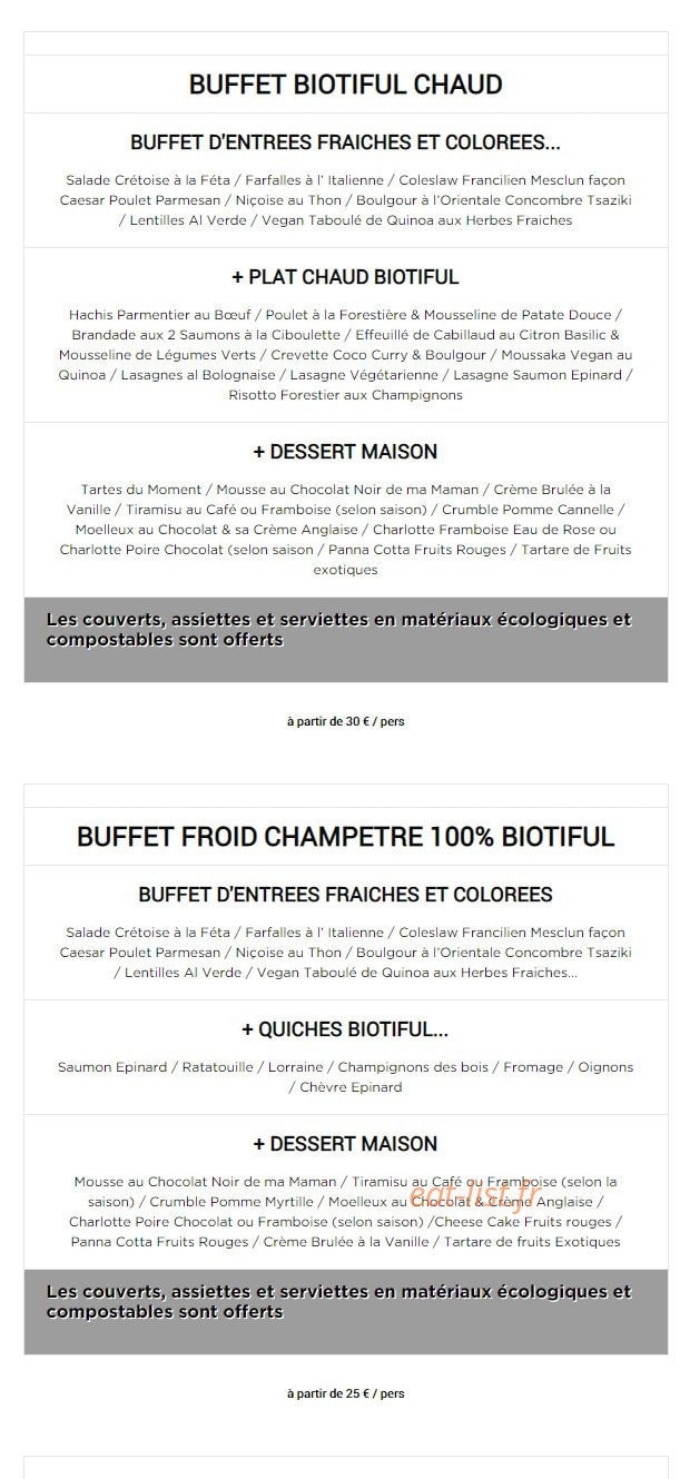 Biotiful lunch — carte page 2