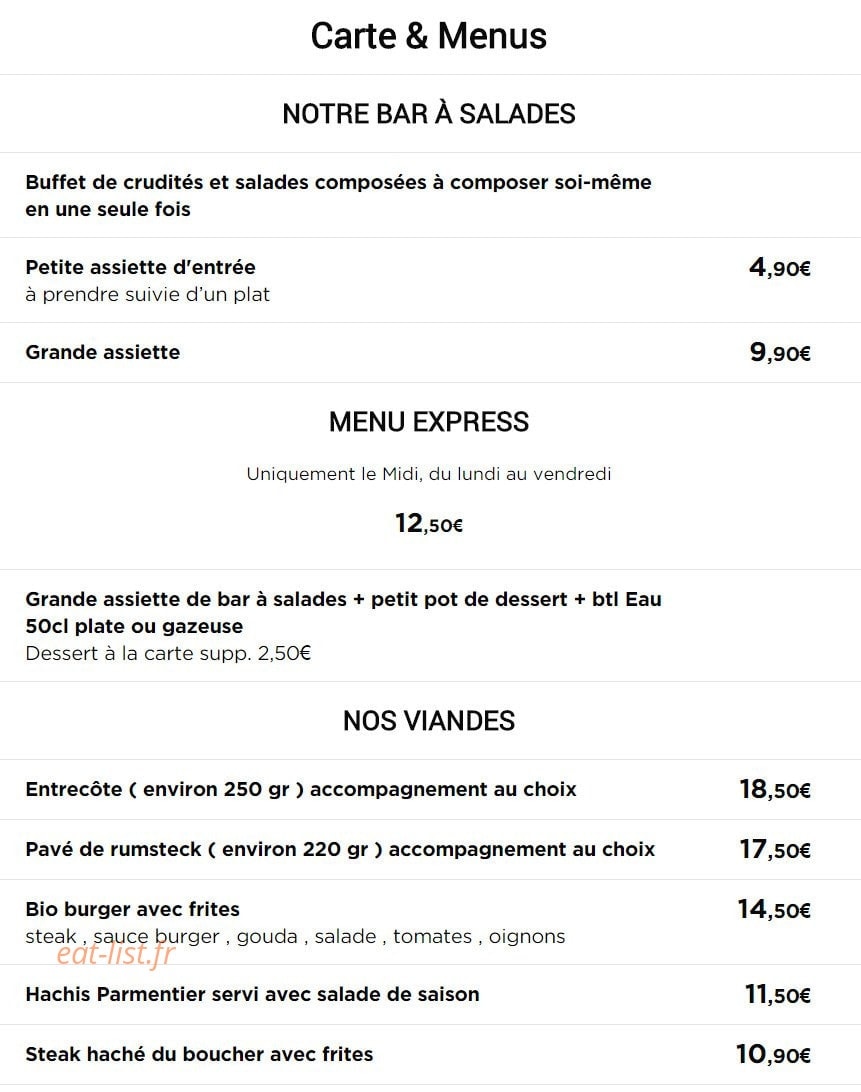Biotiful lunch — carte page 1