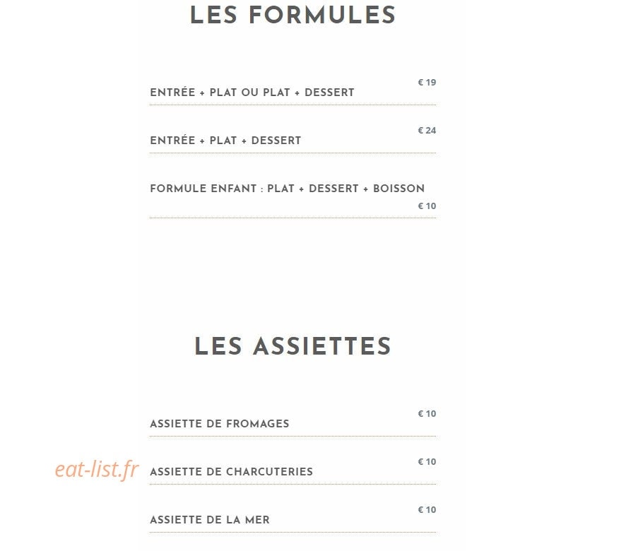 La Table du Petit Olivier — carte page 1