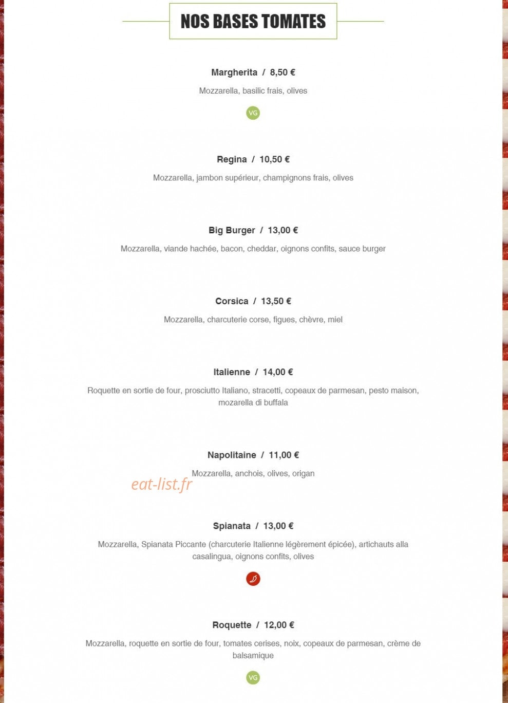 Pizza P'Epone — carte page 1