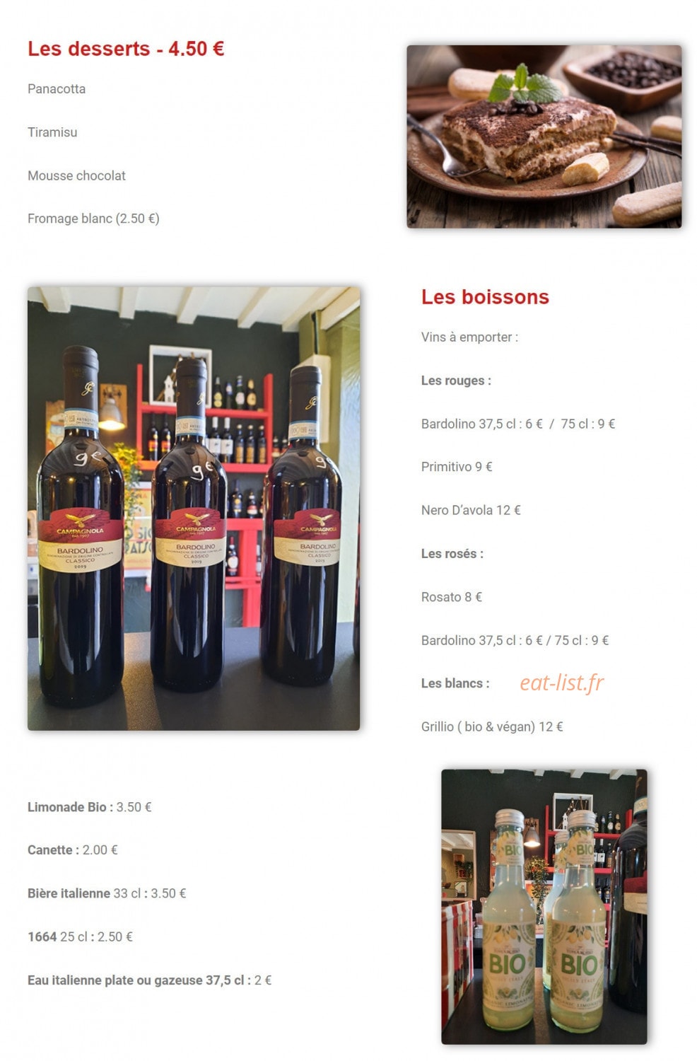 Gusto — carte page 2