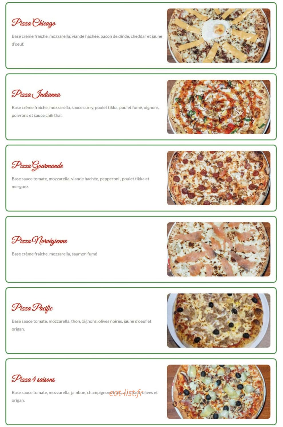 Arizona Pizza — carte page 3
