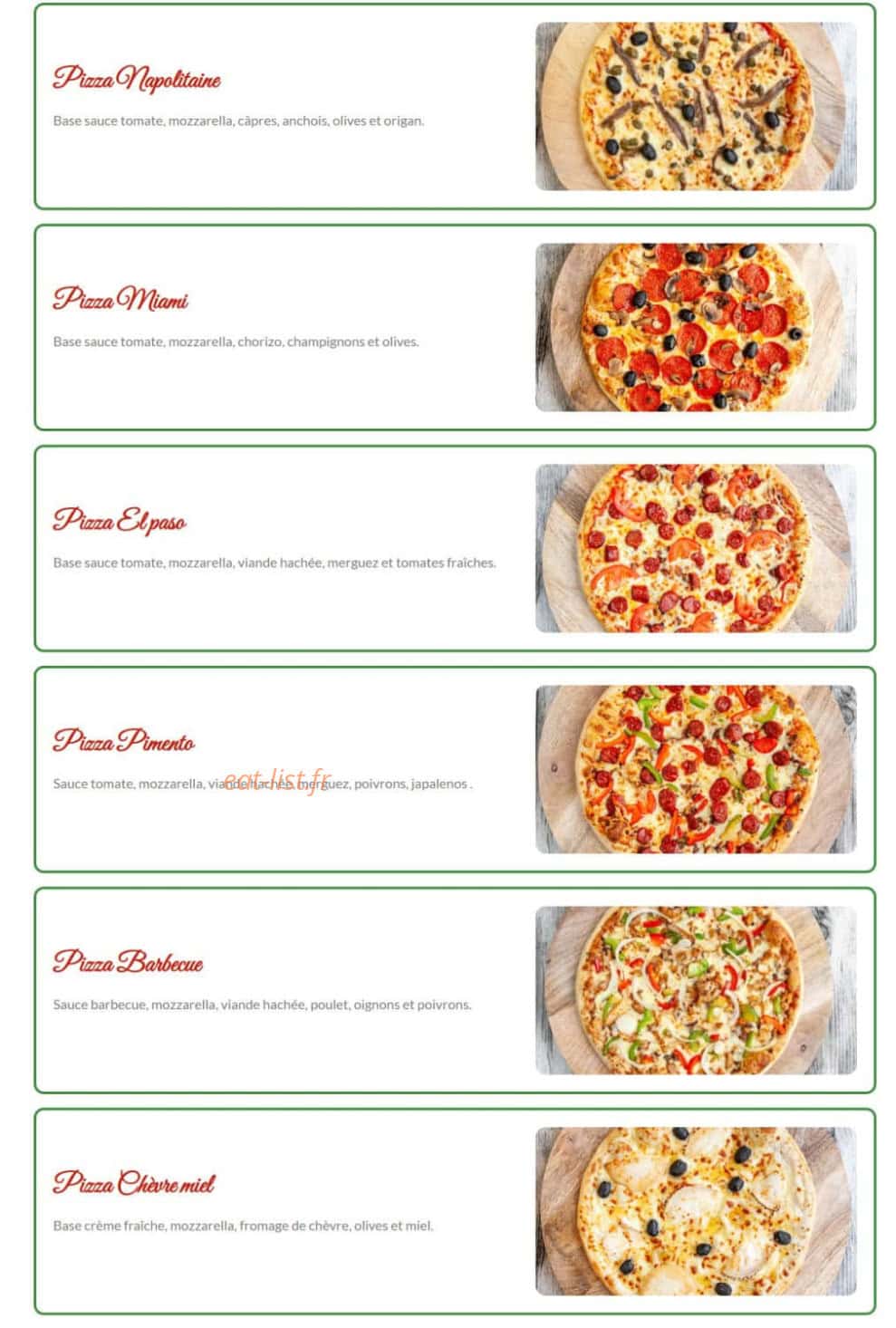 Arizona Pizza — carte page 6