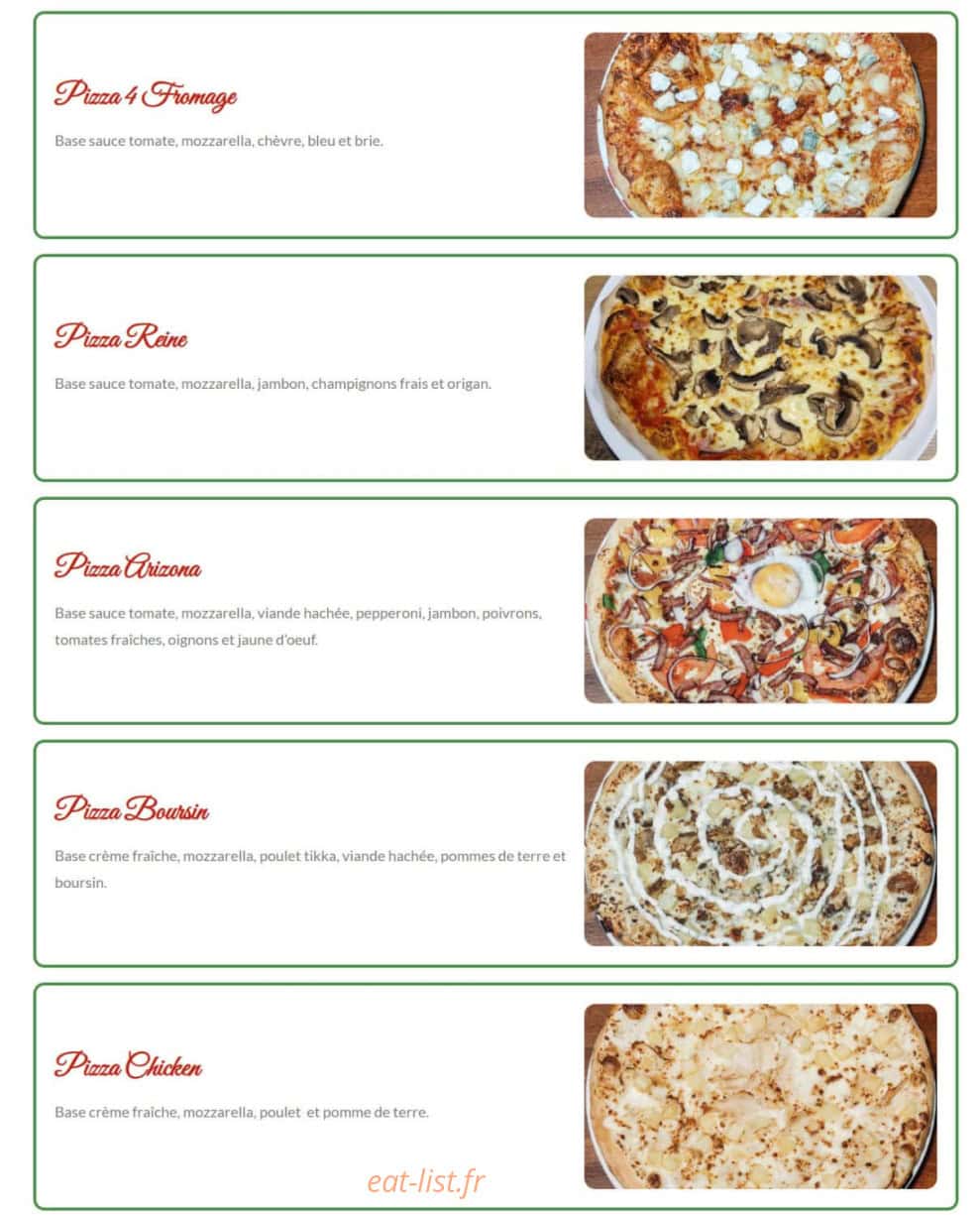 Arizona Pizza — carte page 4