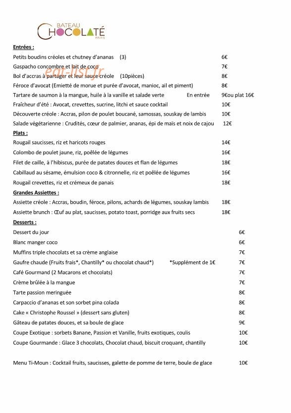 Bateau Chocolaté — carte page 2