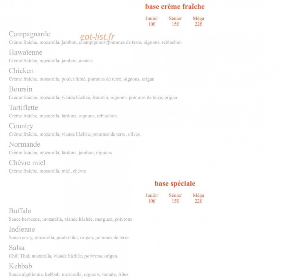 House pizza — carte page 2