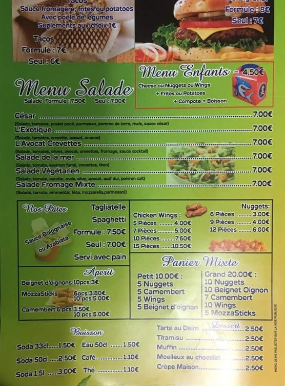 K&VC Sandwicherie — carte page 3