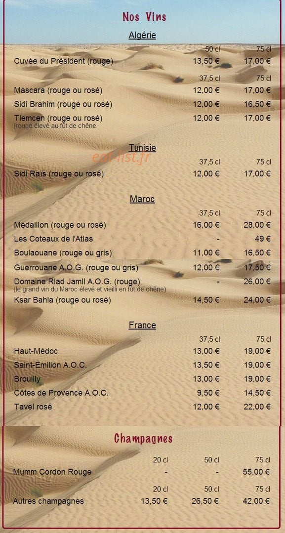 La Rose des Sables — carte page 6