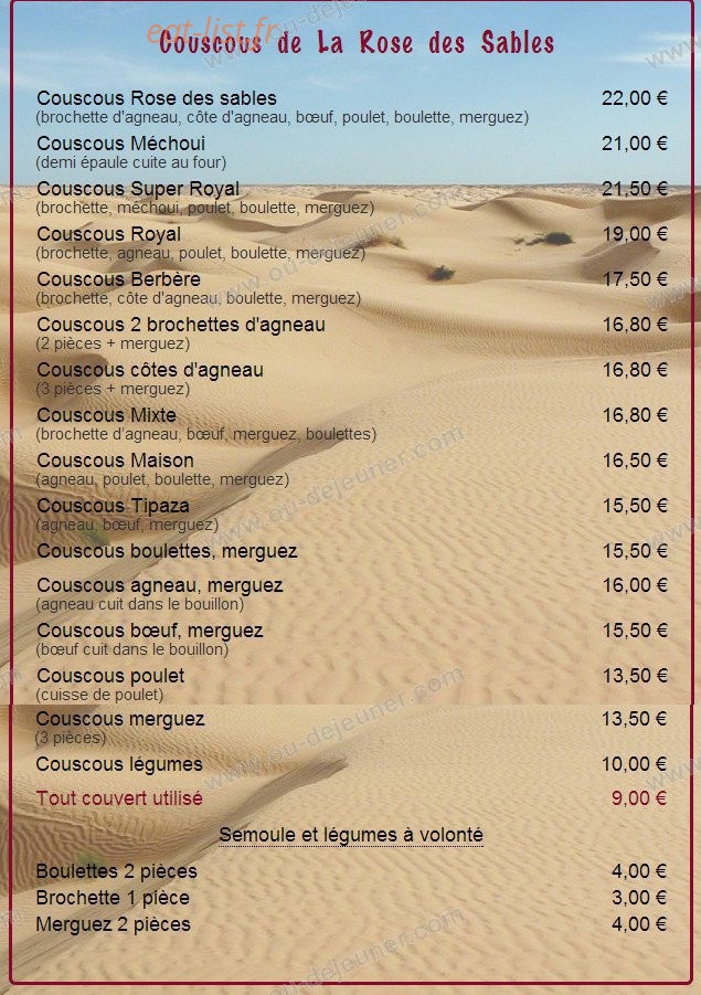 La Rose des Sables — carte page 2