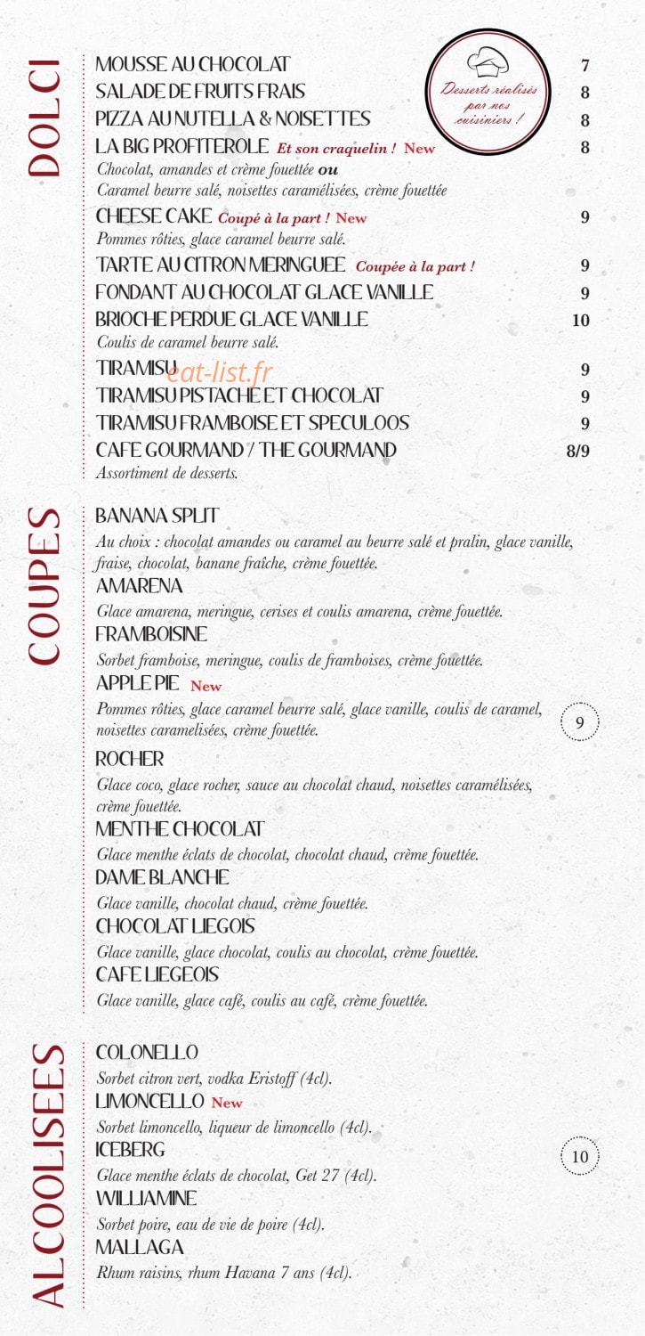 Le Comptoir Italien — carte page 9