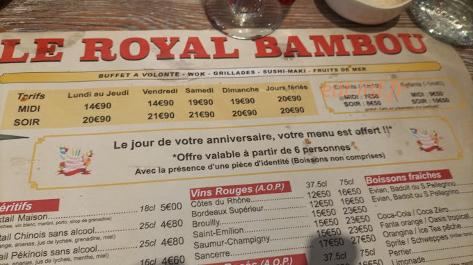 Le Royal Bambou — carte page 1