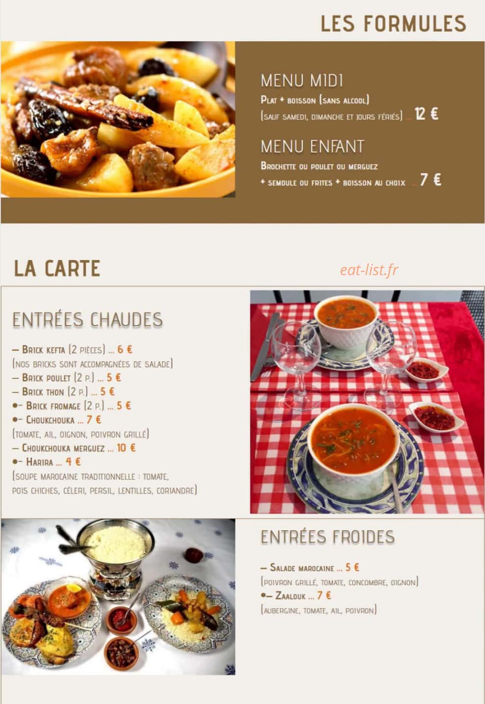 Les Delices du Maroc — carte page 1