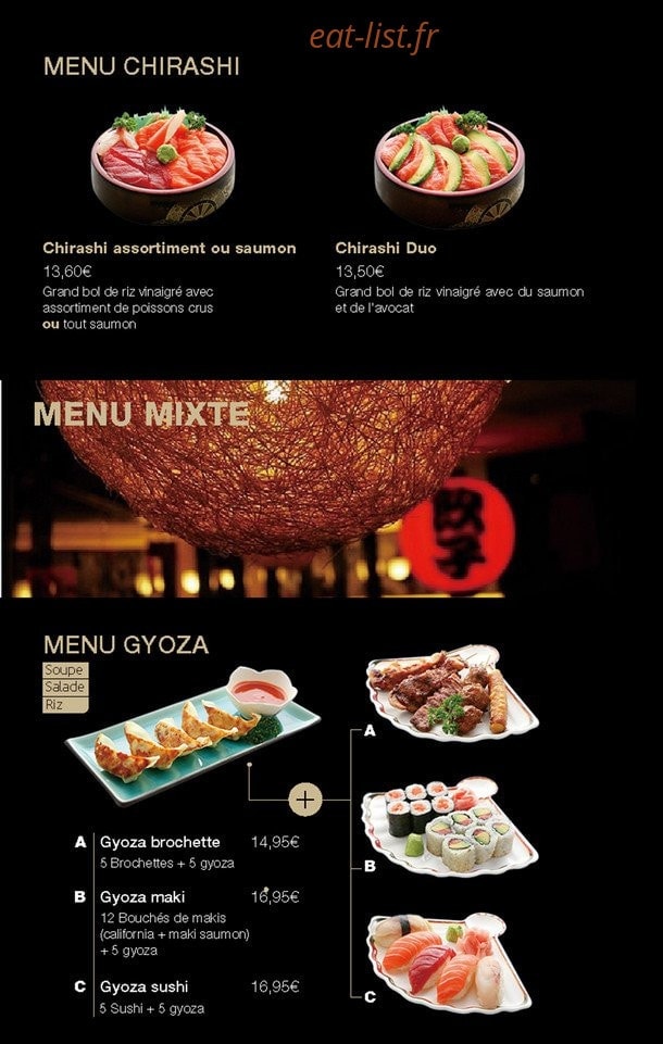 Carte et menu de Little Tokyo à Conflans Sainte Honorine — Les menus chirashi, mixtes