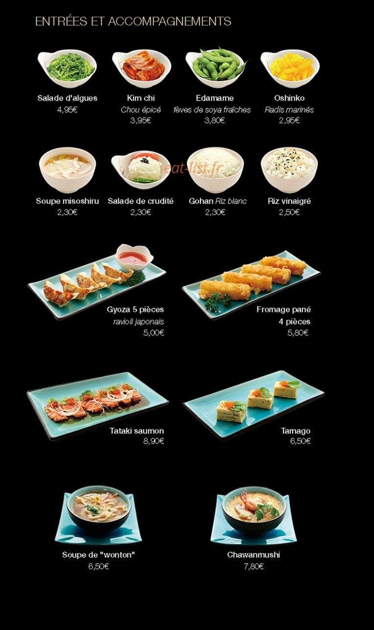 Carte et menu de Little Tokyo à Conflans Sainte Honorine — Les entrées, accompagnements