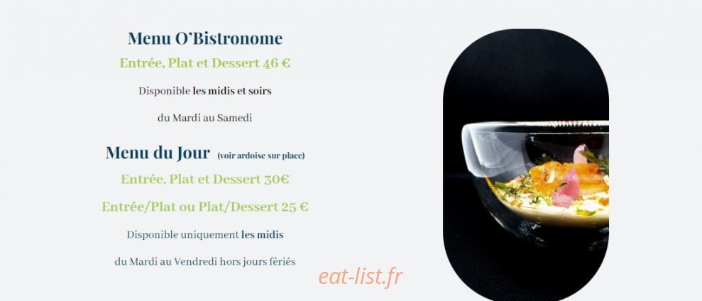 O'bistronome — carte page 2