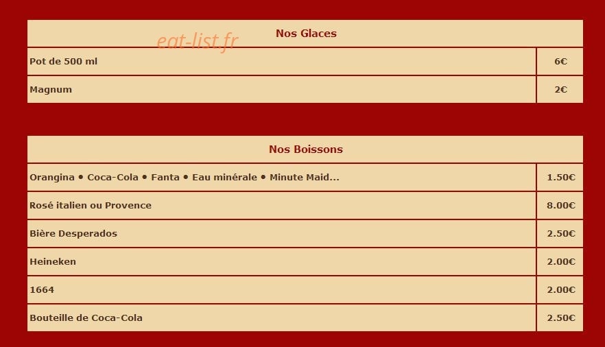 Pizza Marina — carte page 6