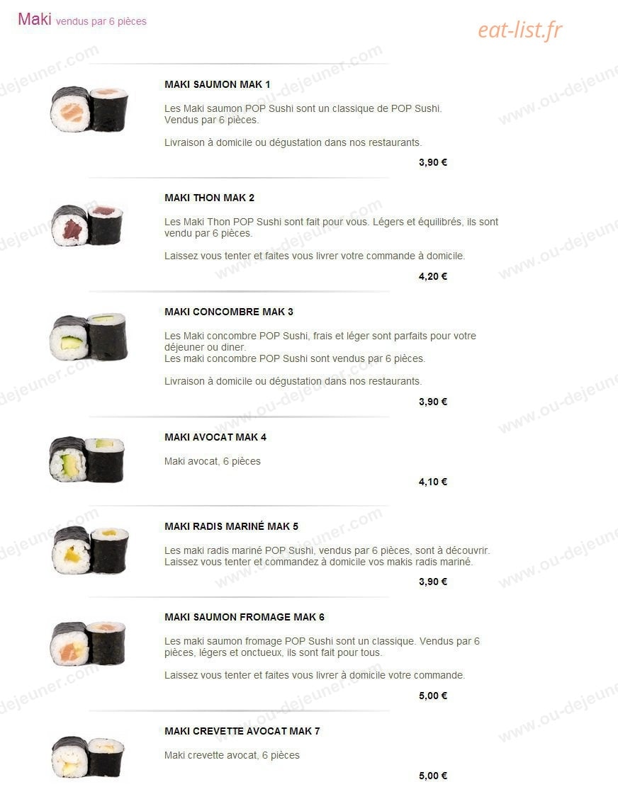 Pop Sushi — carte page 12