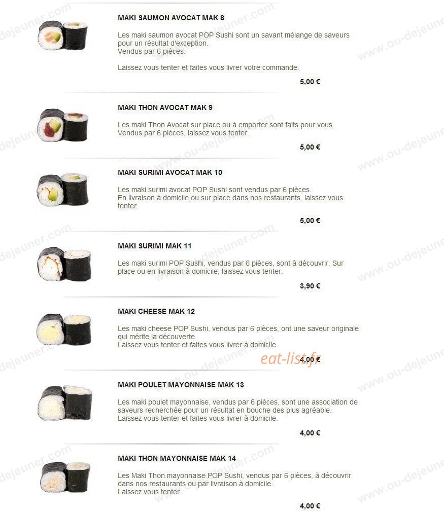 Pop Sushi — carte page 13