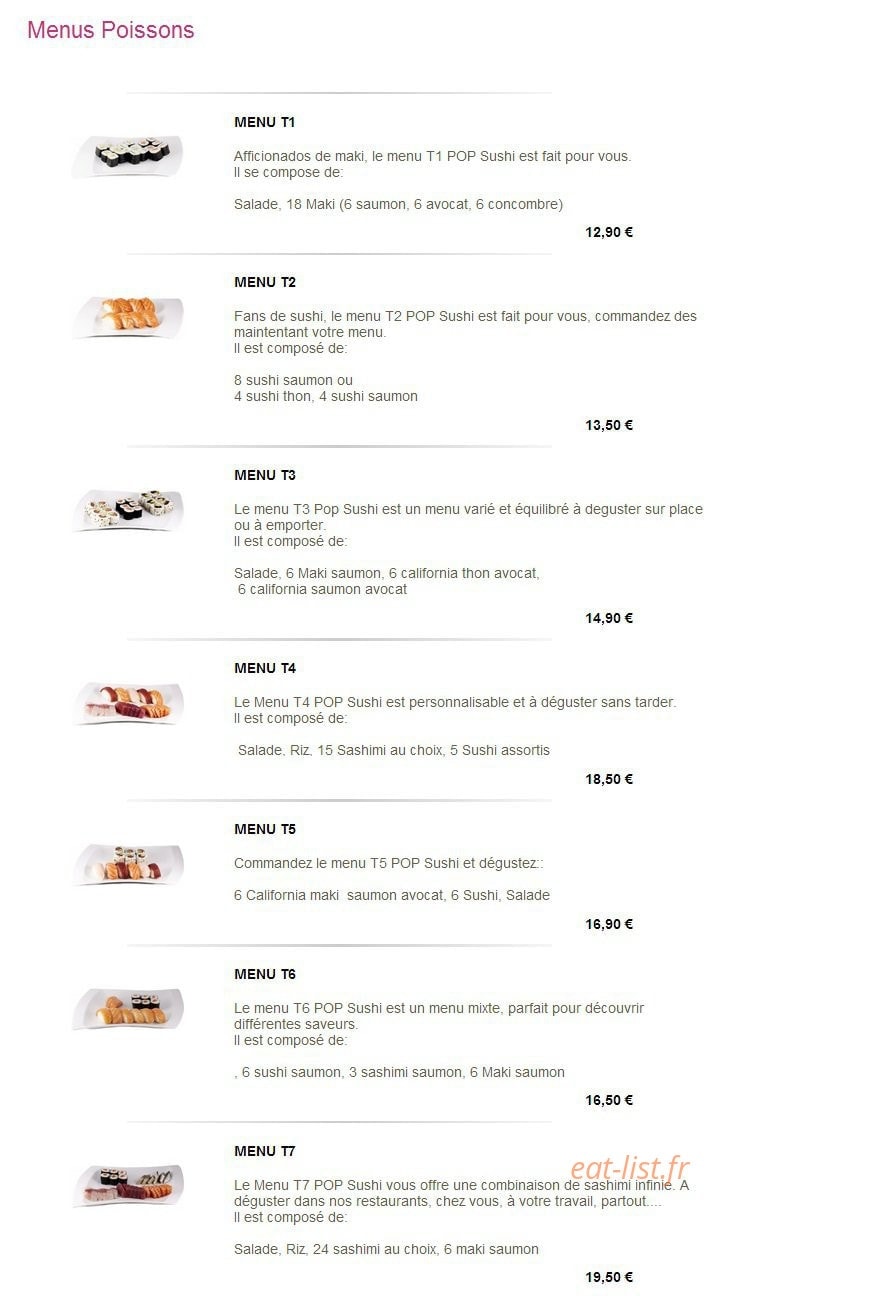 Pop Sushi — carte page 2