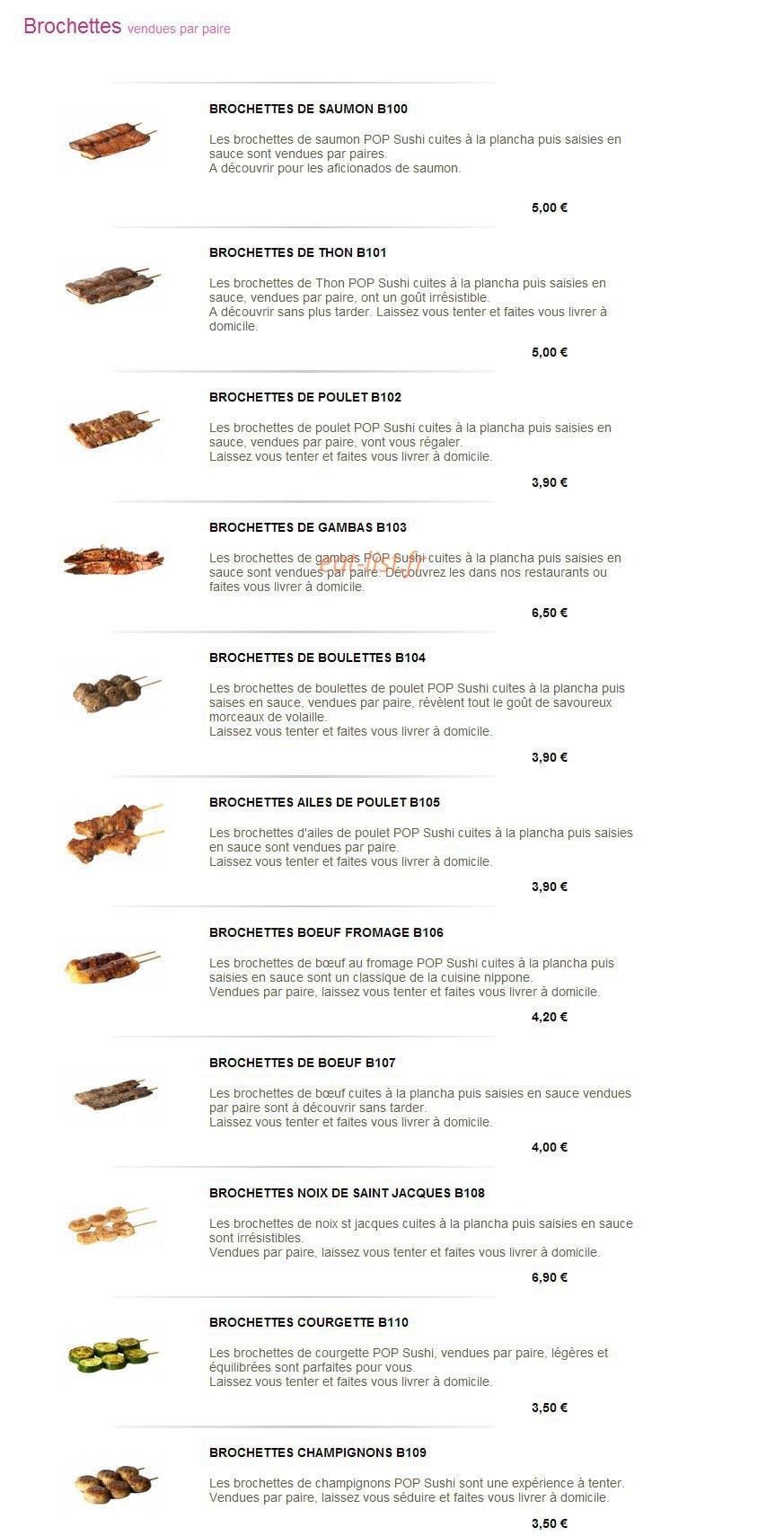 Pop Sushi — carte page 18