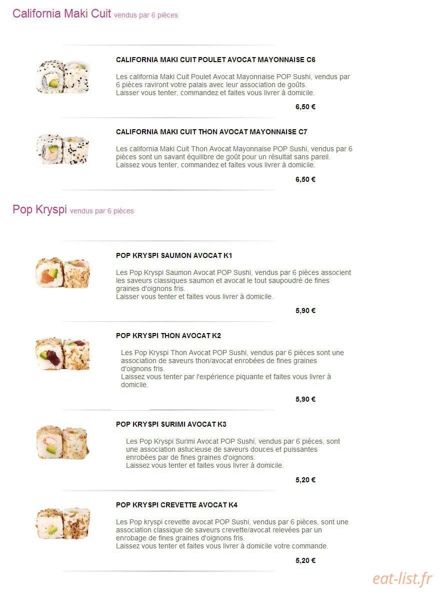 Pop Sushi — carte page 16