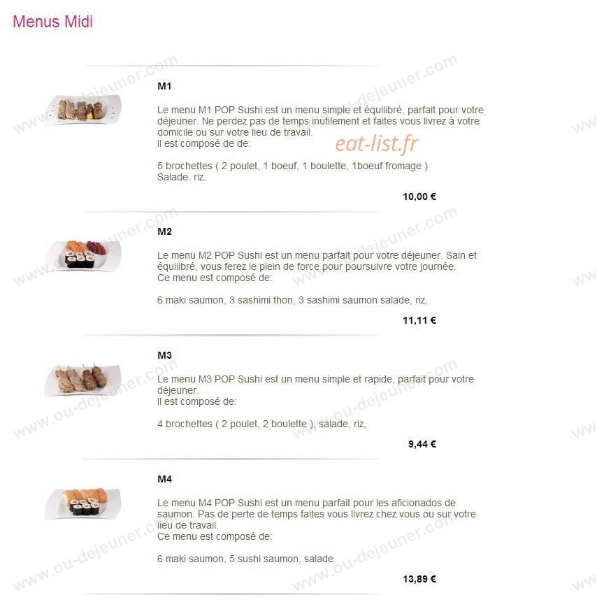 Pop Sushi — carte page 8