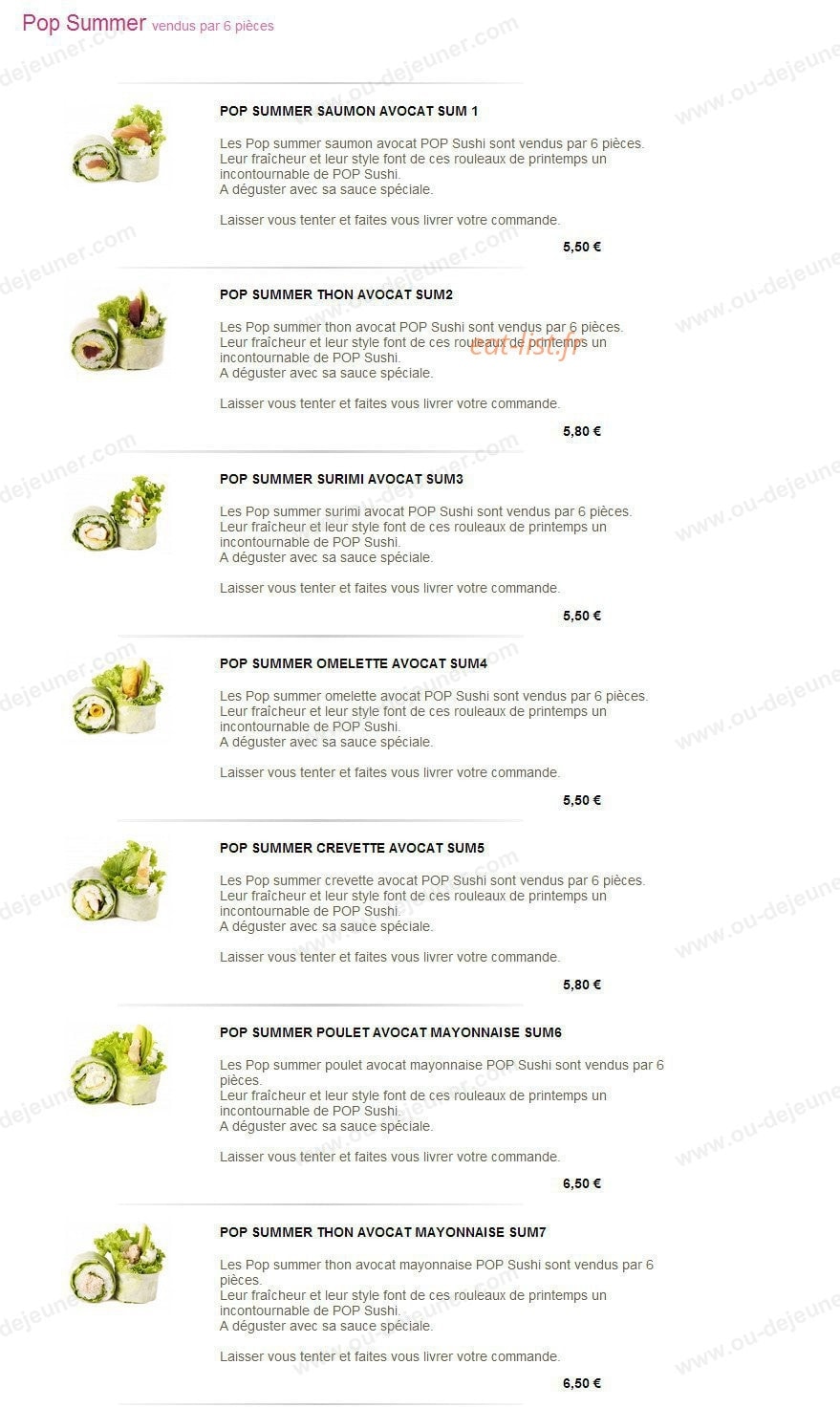 Pop Sushi — carte page 22