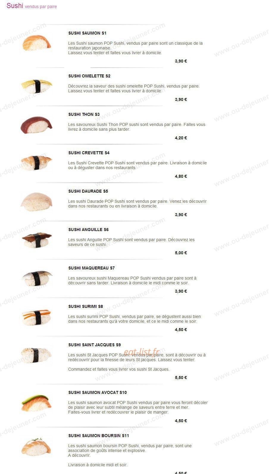 Pop Sushi — carte page 10