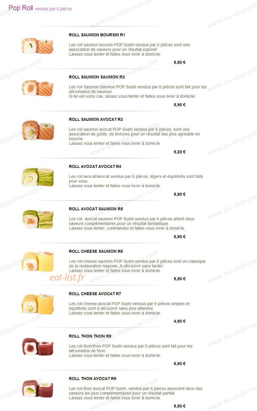 Pop Sushi — carte page 19