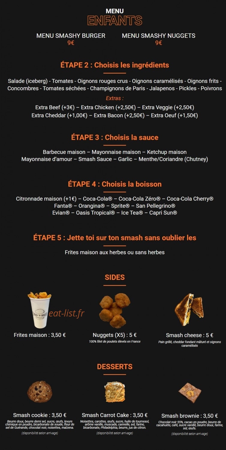 Smash'in Burger — carte page 2