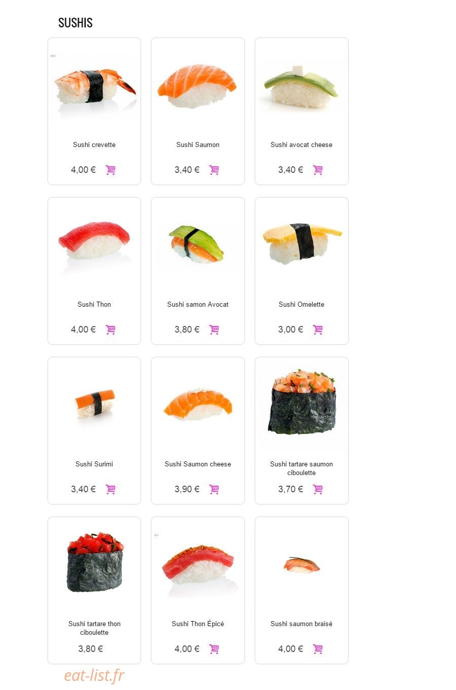 Sushi Sun — carte page 12