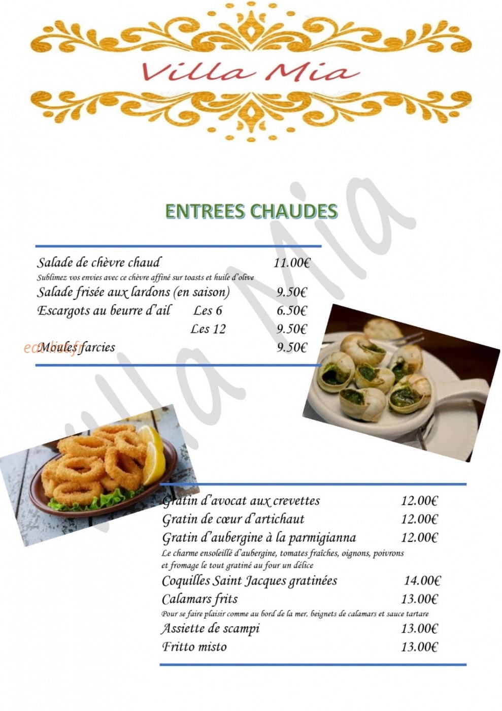 Villa Mia — carte page 2