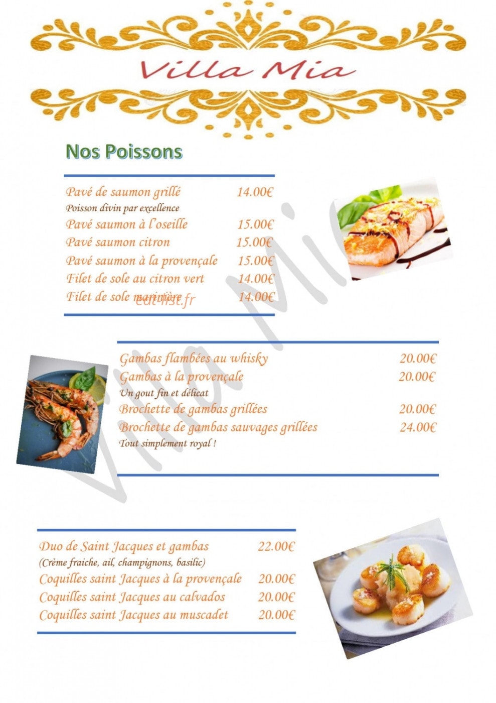 Villa Mia — carte page 8