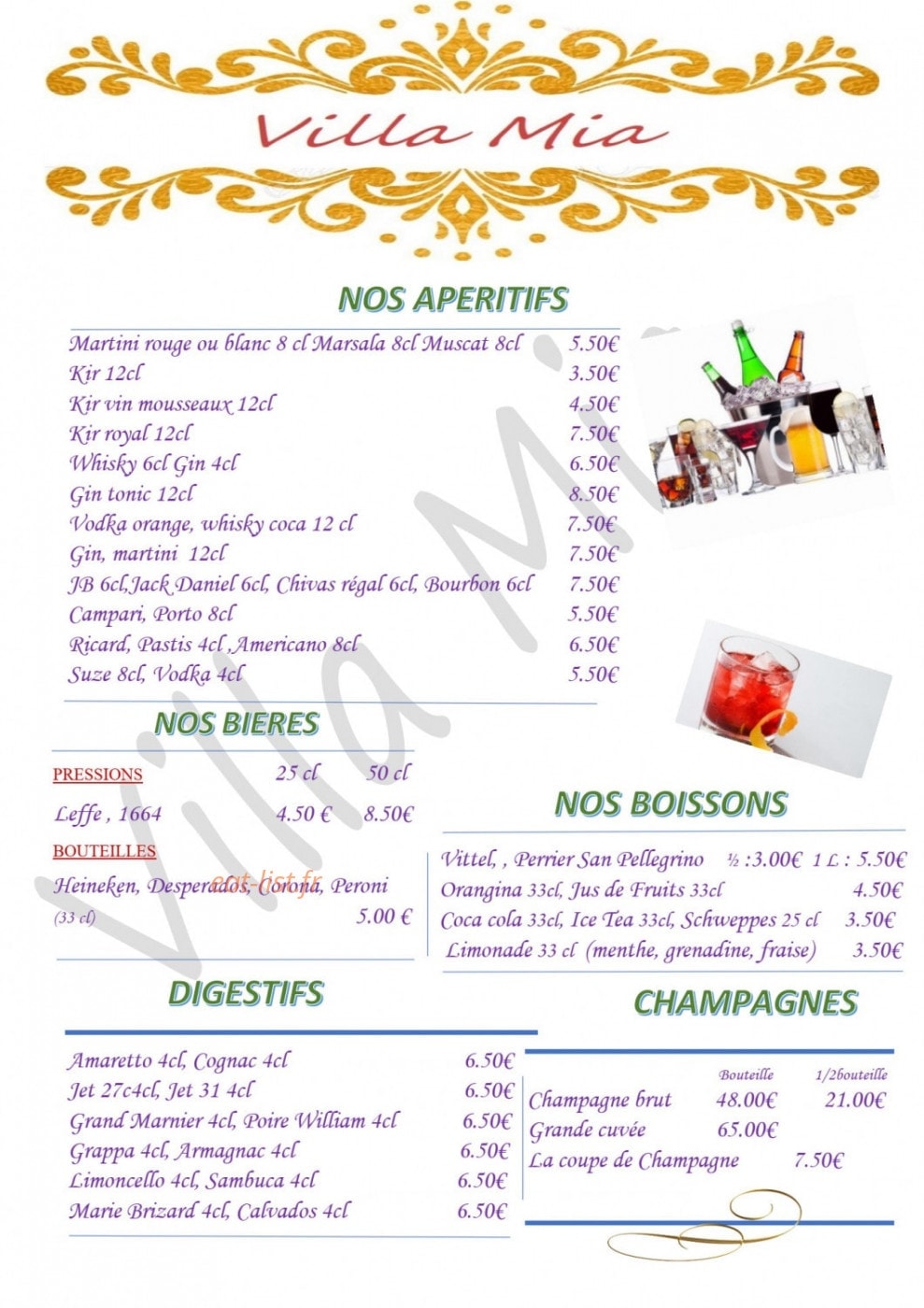 Villa Mia — carte page 11