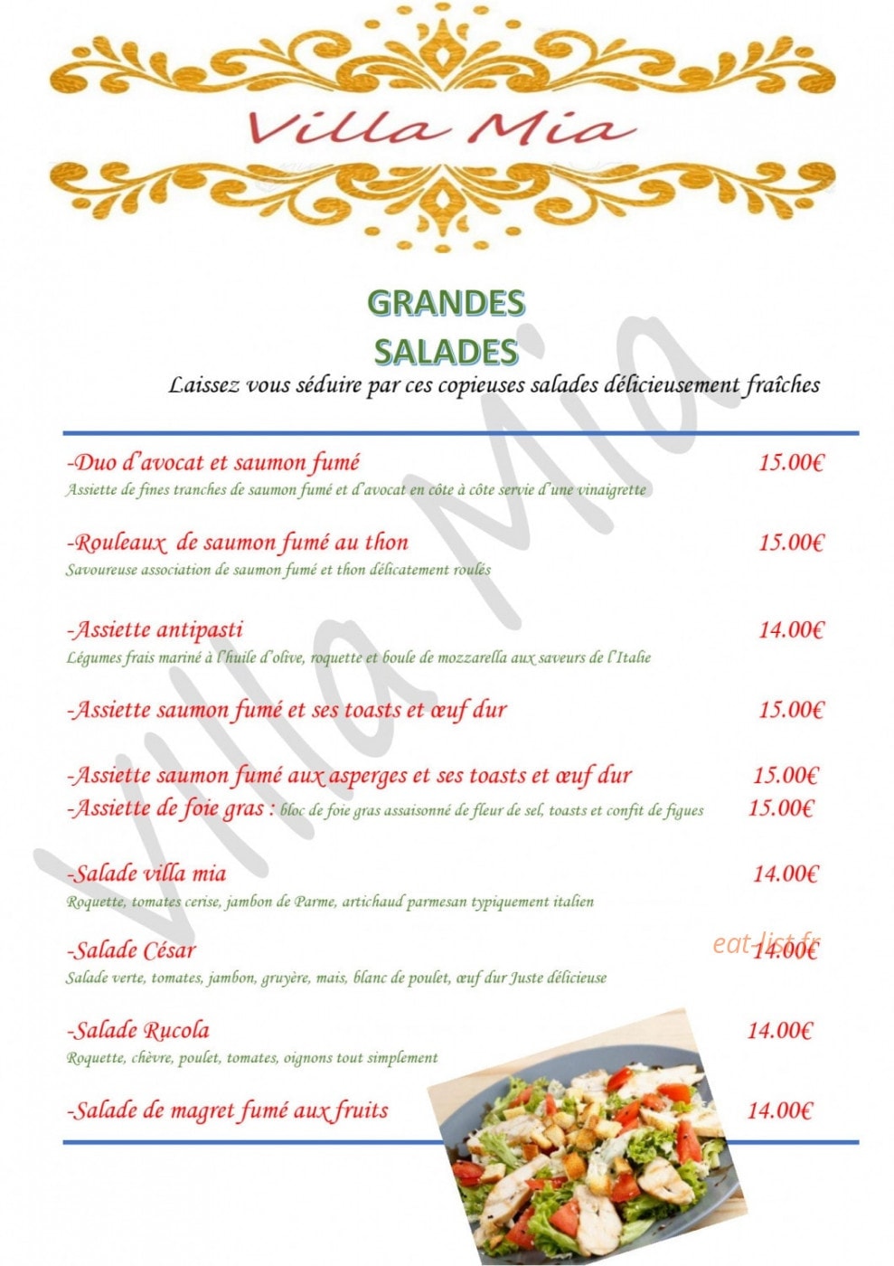 Villa Mia — carte page 3